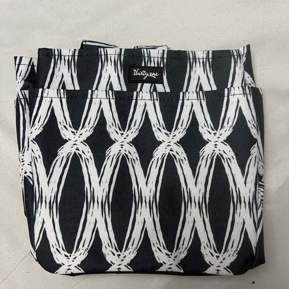 Thirty-One Creative‎ Caddy Tote Black Links I Heart Love 31 Monogrammed Utility